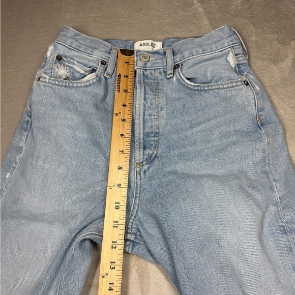 Agolde 90s High Rise Loose Fit 100% Organic Cotton Distressed Blue Jeans Size 23 - Picture 9 of 16